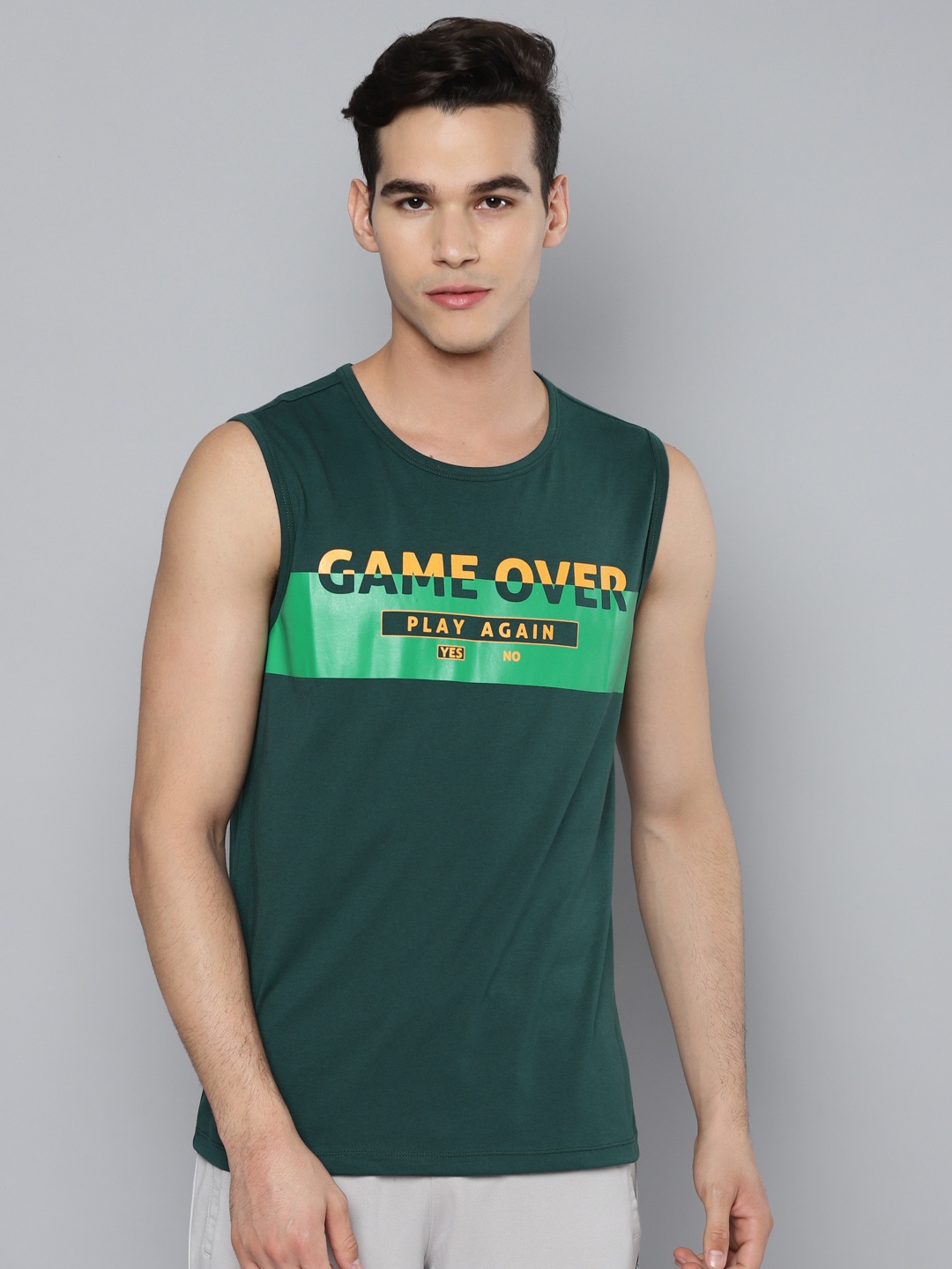 

Alcis Men Green Typography Printed Slim Fit Running T-shirt