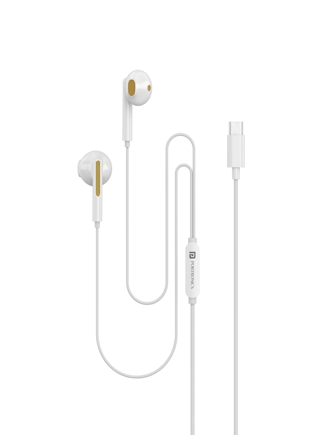 

Portronics White & Yellow Conch 120 In Ear Type C Wired Earphone