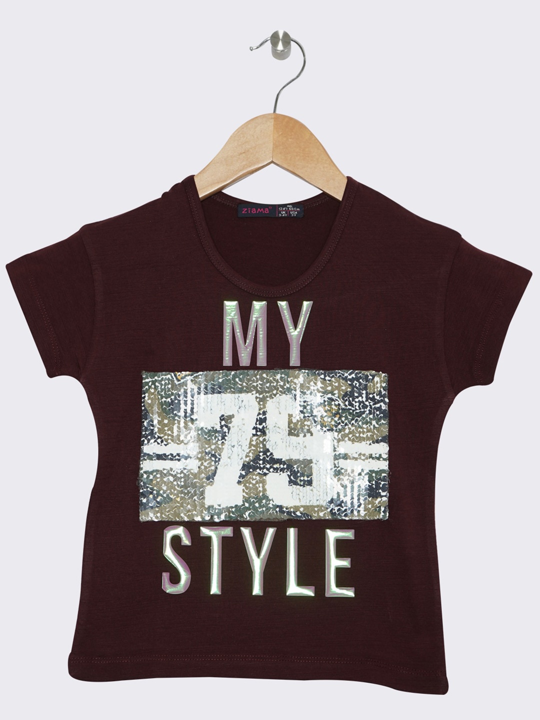 

Ziama Girls Burgundy Printed Crop Top