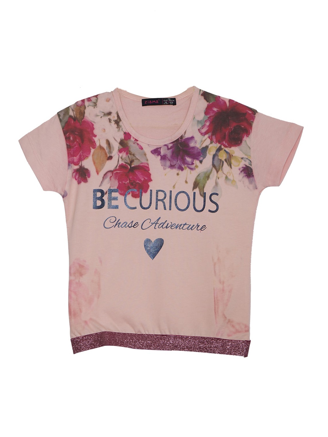 

Ziama Girls Pink Floral Print Knitted Top
