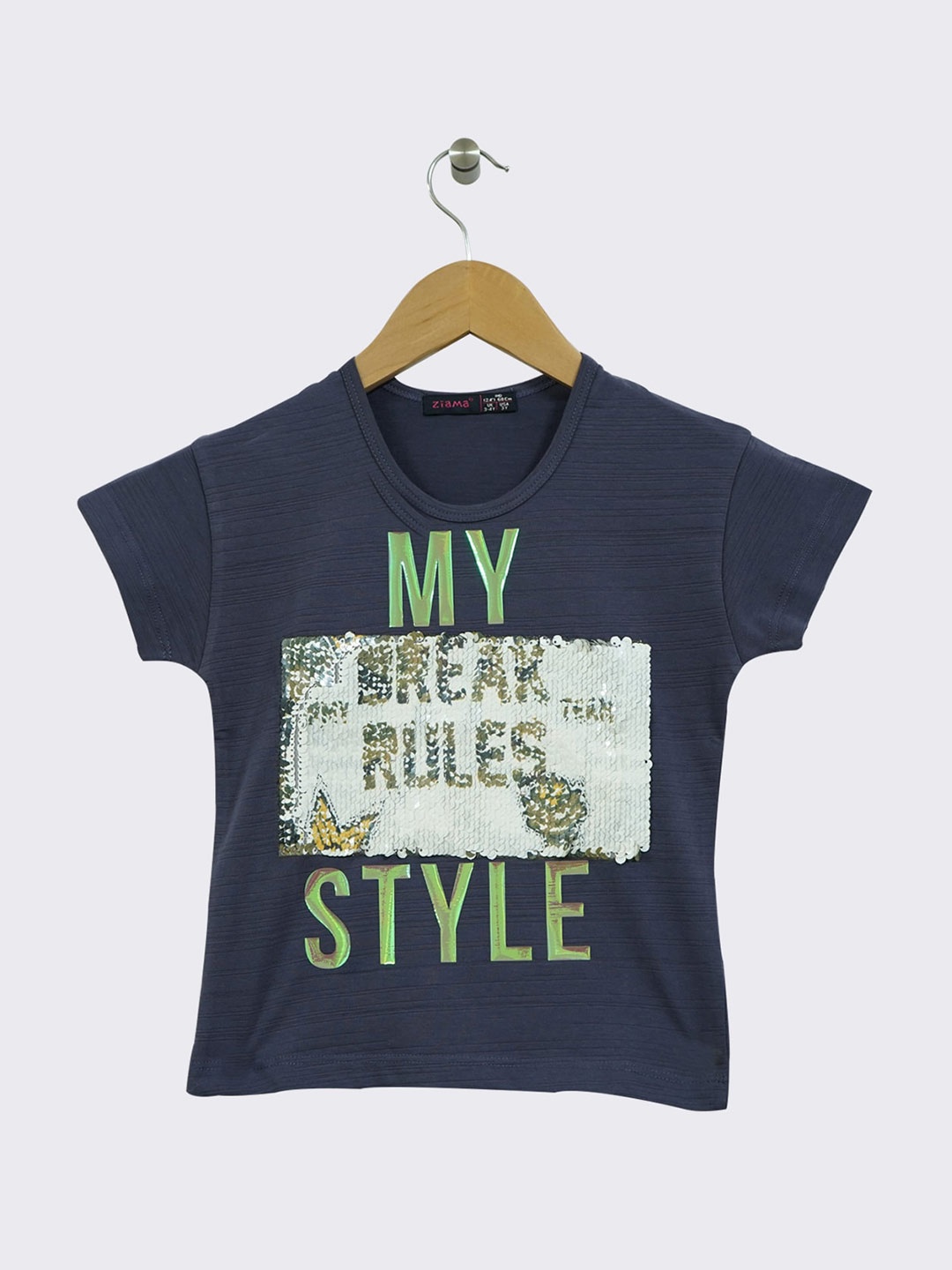 

Ziama Girls Navy Blue Printed Top