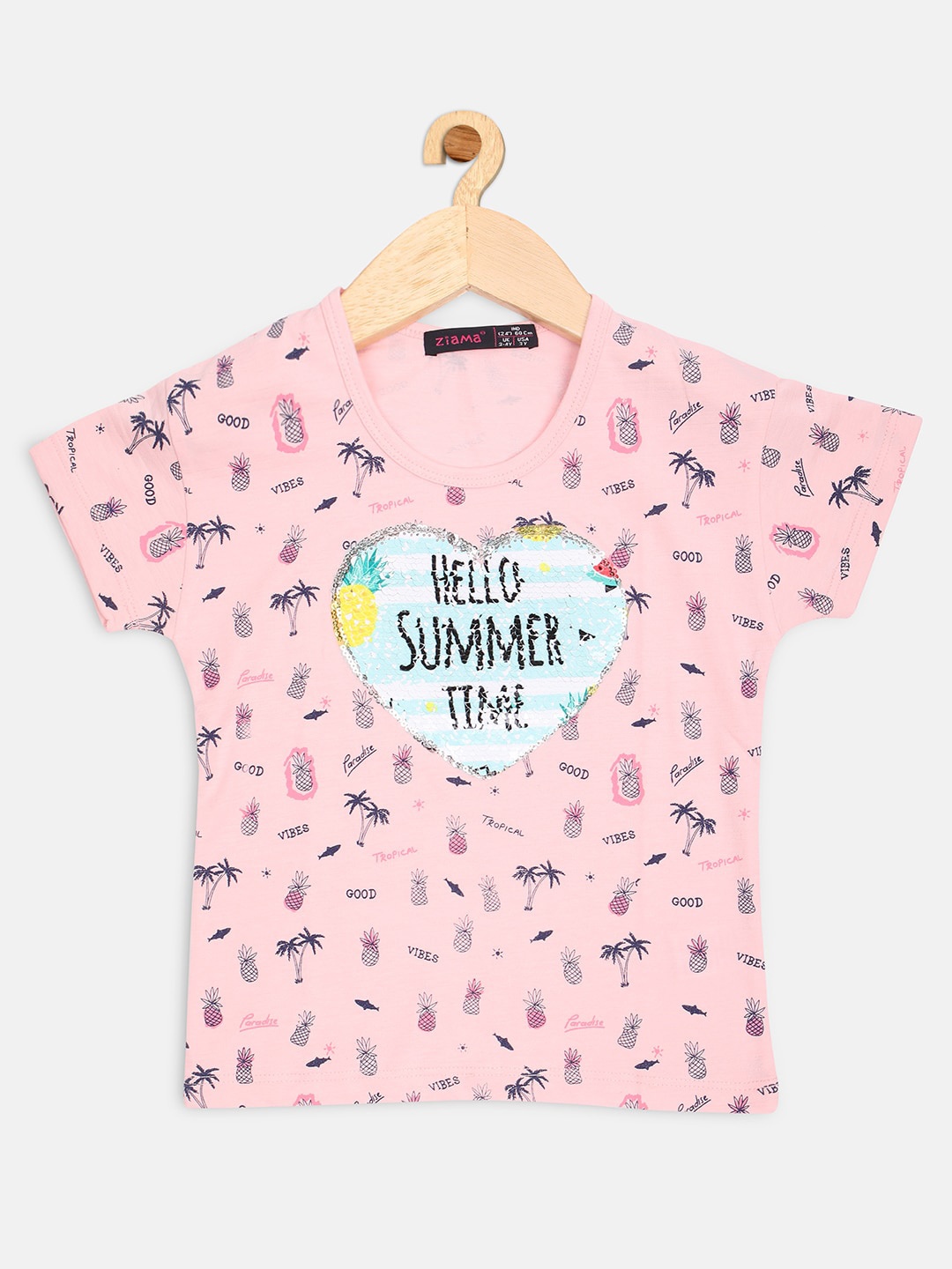 

Ziama Pink Printed Knitted Top