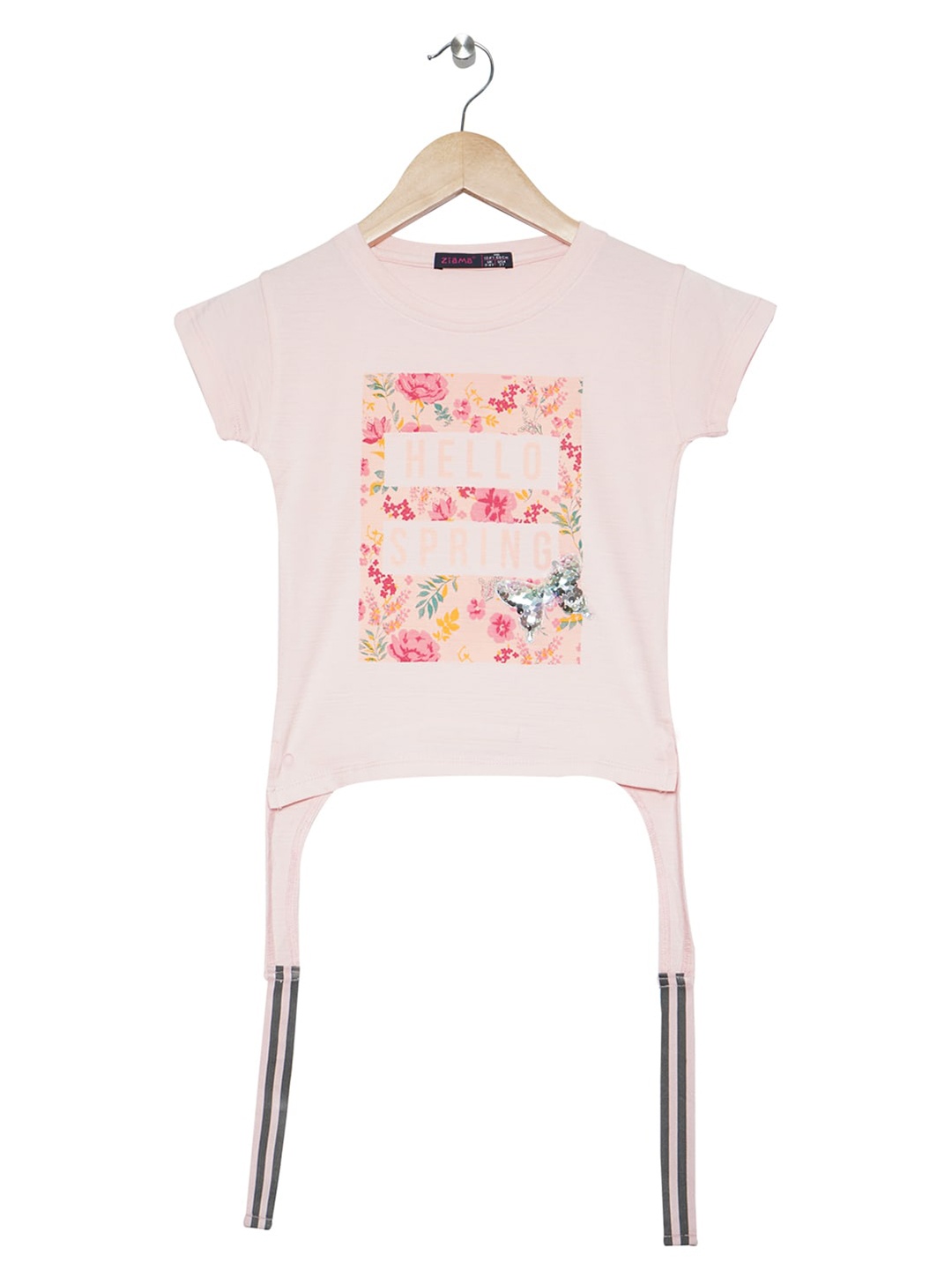 

Ziama Girls Pink & Green Printed Top