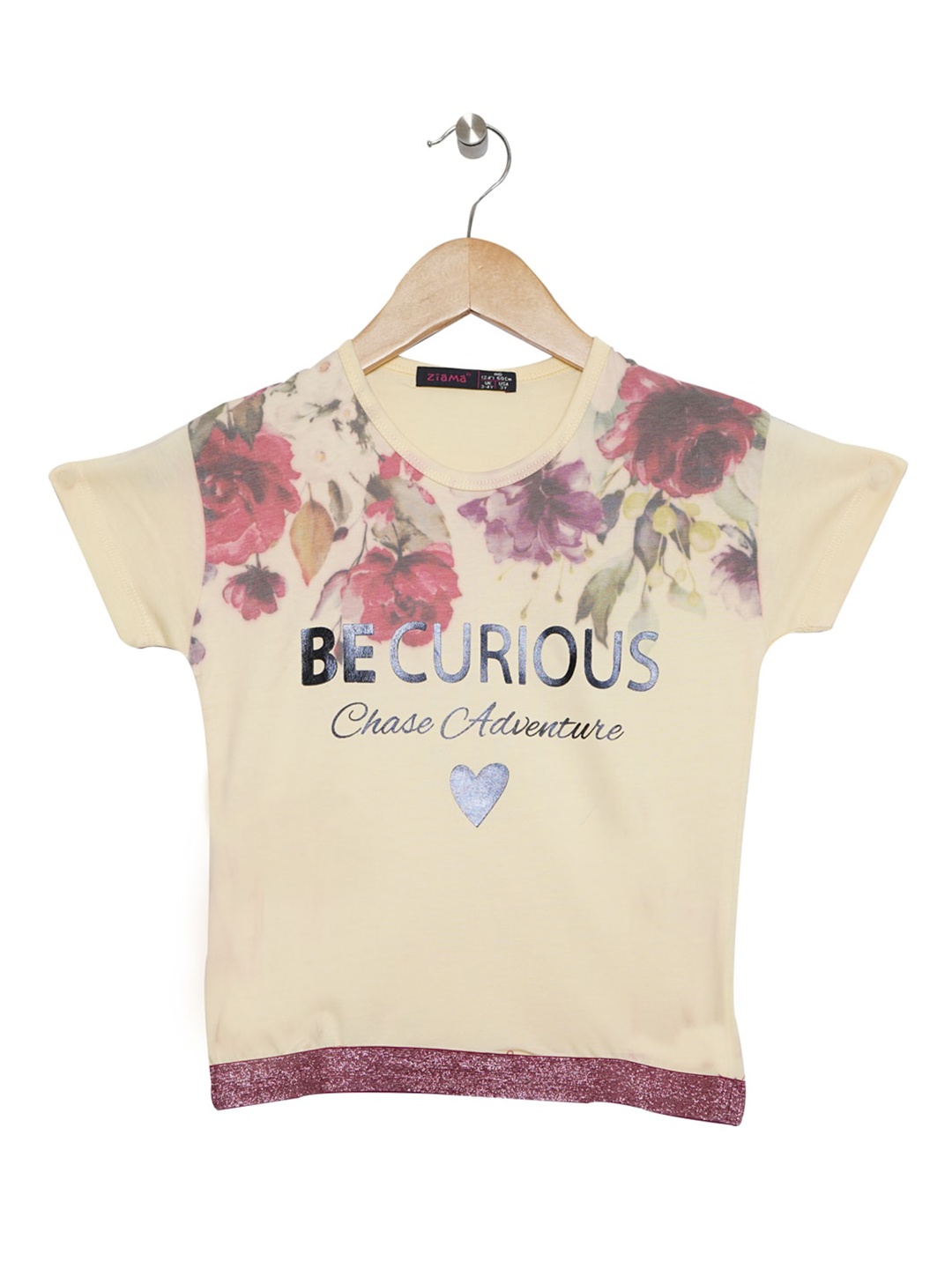 

Ziama Girls Off White & Pink Floral Printed Top