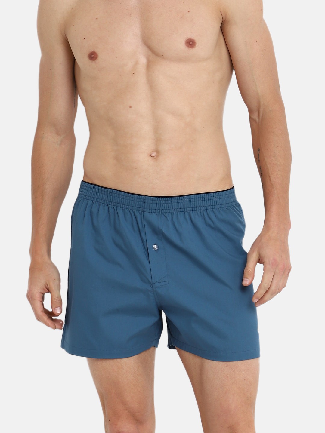 

Almo Wear Men Teal Blue Solid Pure Cotton Boxers B002-S-124