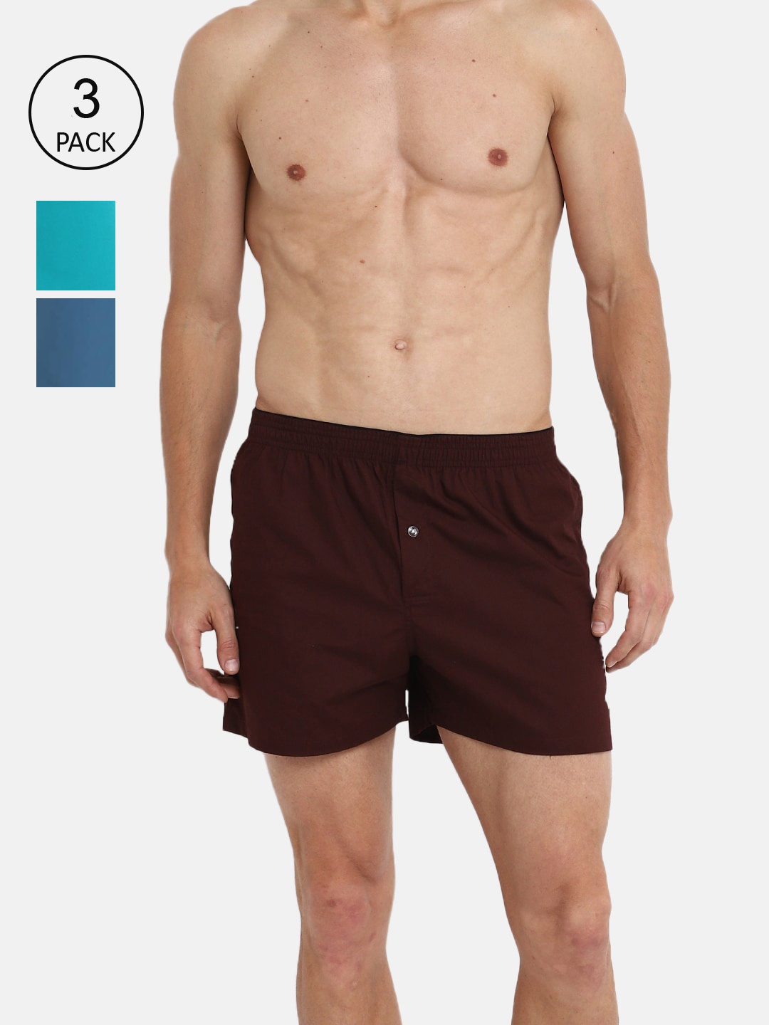 

Almo Wear Men Pack of 3 Assorted Pure Cotton Boxers B002-S-SGDMT, Multi