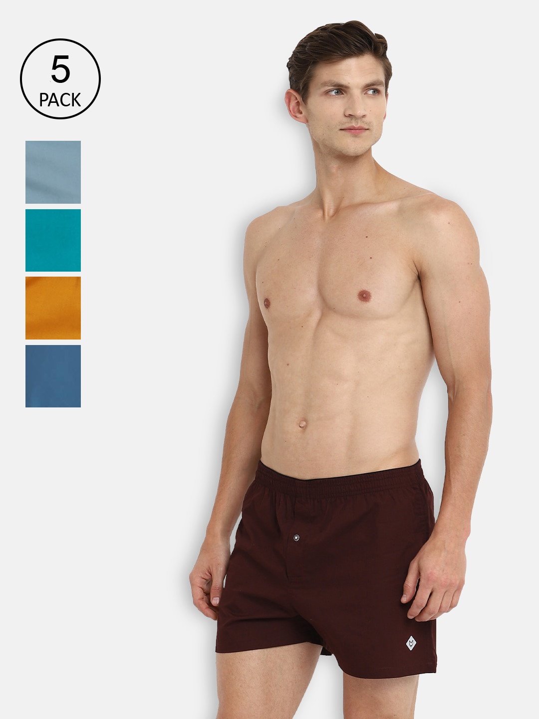 

Almo Wear Men Pack of 5 Cotton Inner Boxers B002-S-MSGSTDMT, Mustard