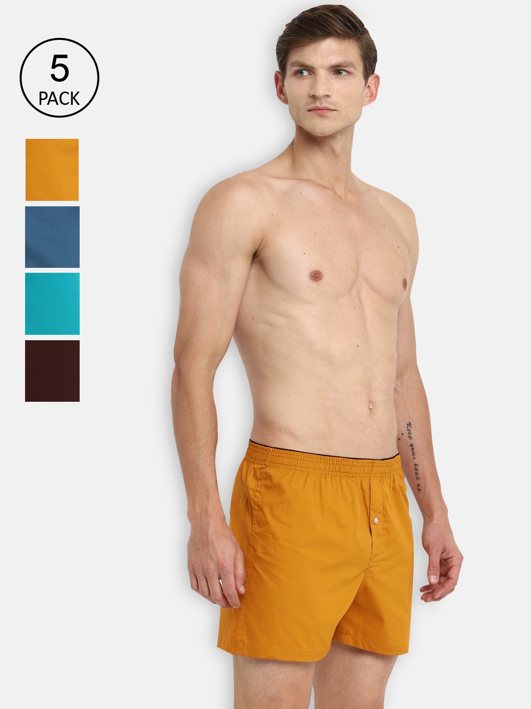 

Almo Wear Men Pack of 5 Assorted Cotton Mid Rise Boxer
