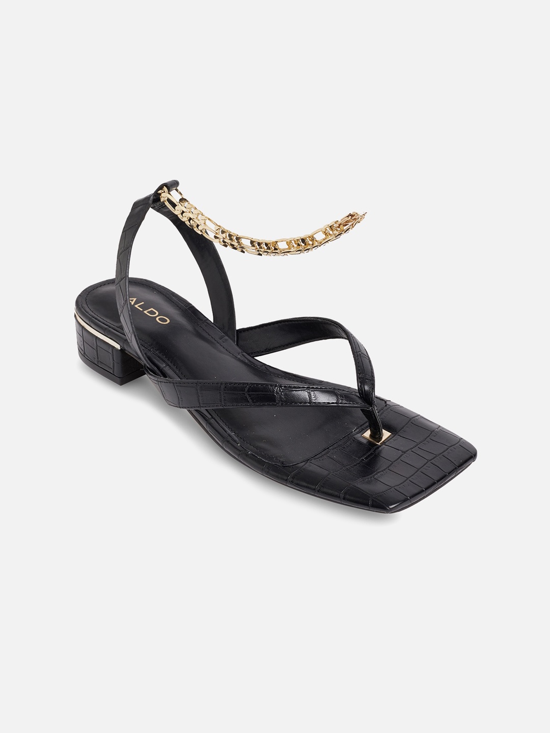 

ALDO Black Textured Block Sandals