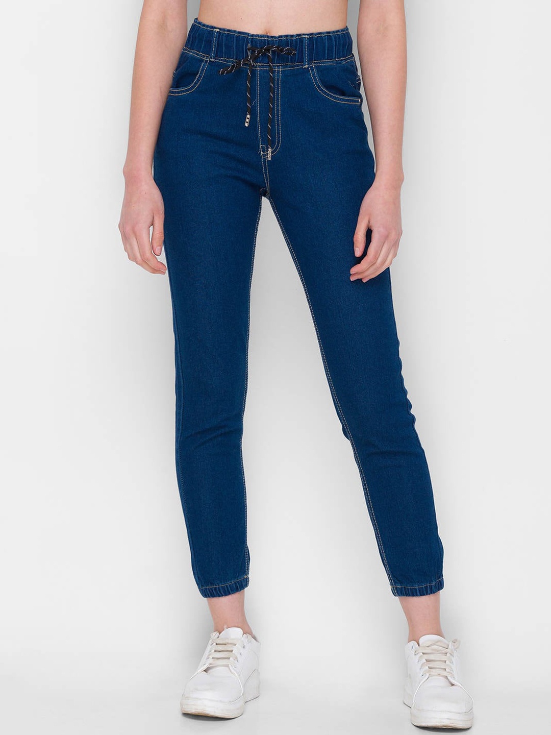 

ZOLA Women Blue Solid Denim Strechable Joggers Jeggings