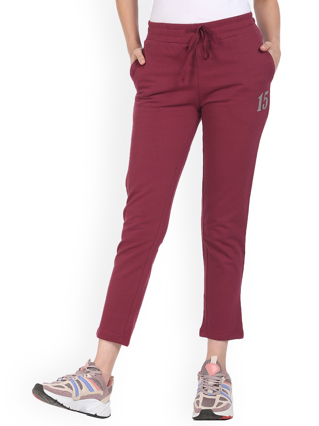 

Sugr Women Red Solid Straight-Fit Track Pants