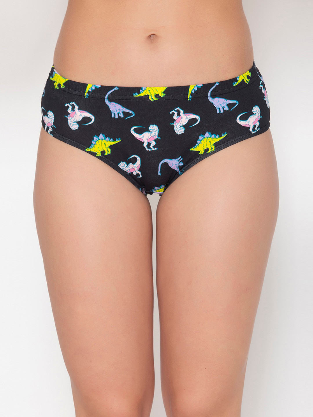 

Clovia Women Black & Yellow Dinosaur Printed Cotton Hipster Briefs