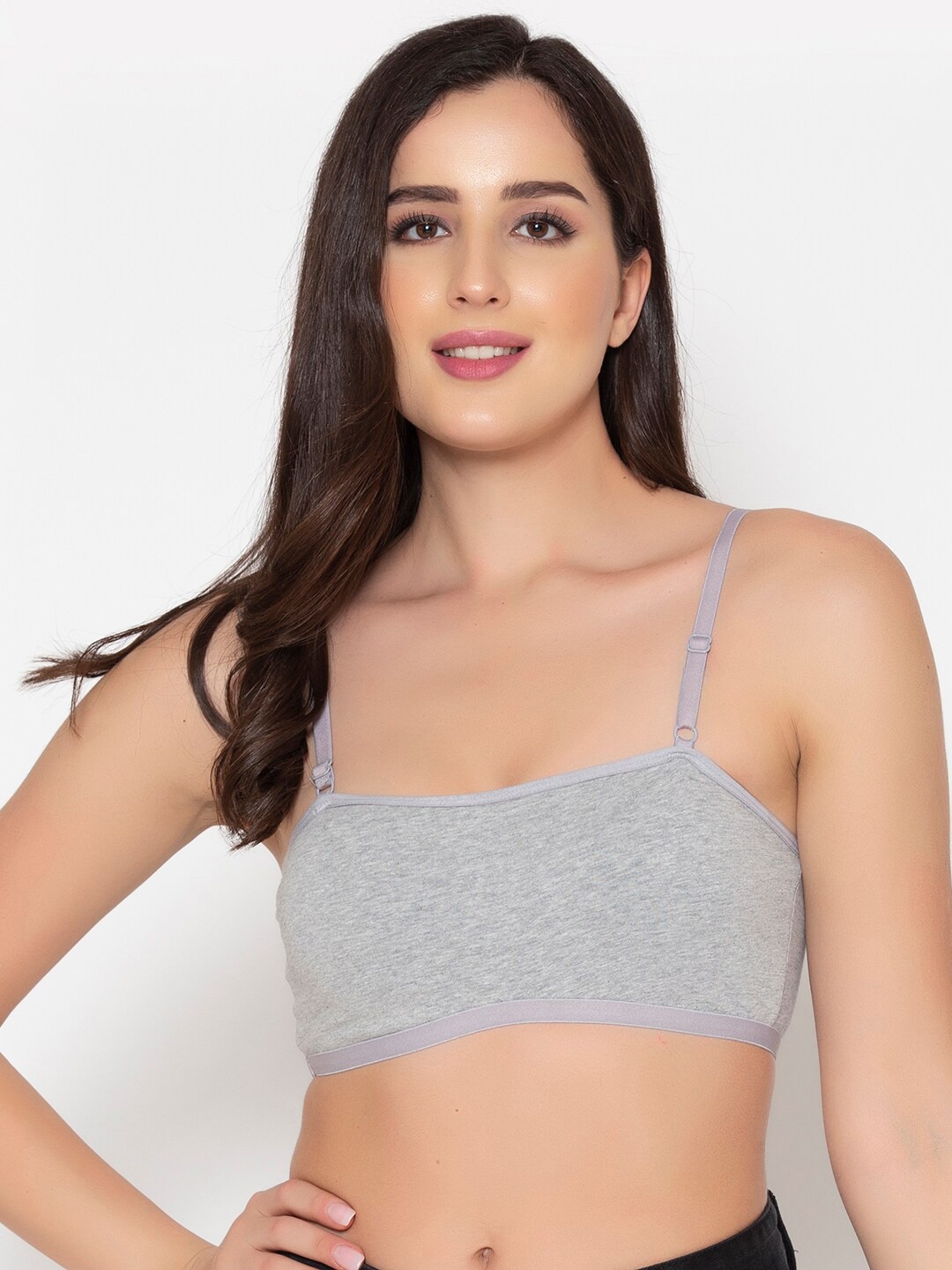 

Clovia Grey Removable Padded Cotton Beginners Bra