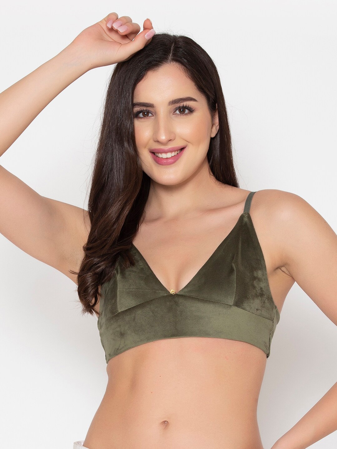 

Clovia Olive Green Non-Padded Non-Wired Bralette Bra