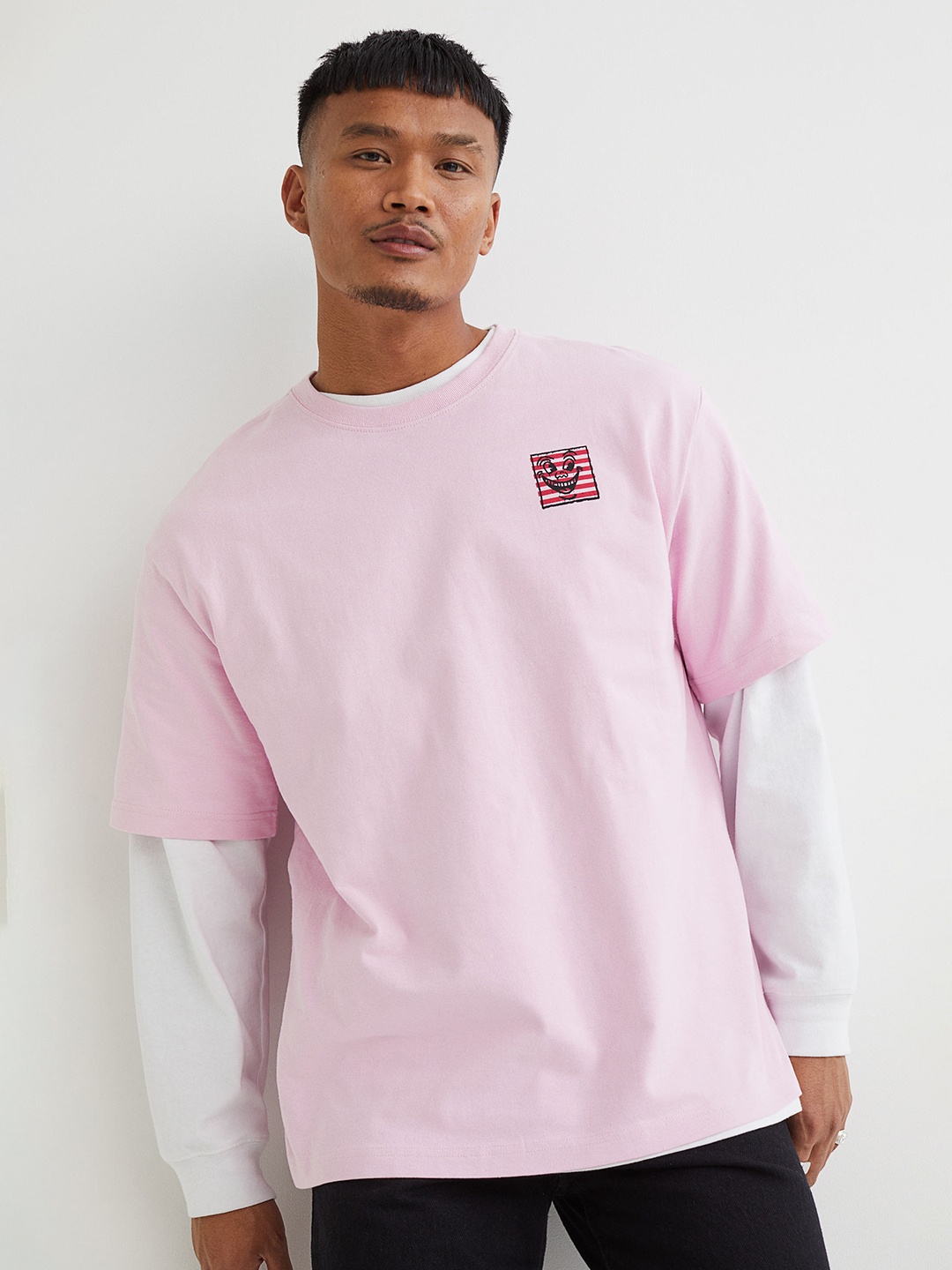 

H&M Pink Relaxed Fit Printed T-shirt