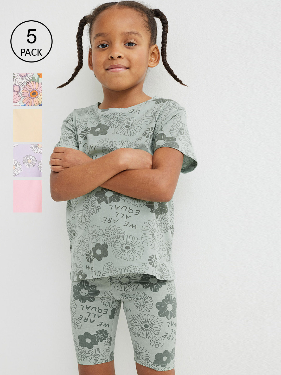 

H&M Girls Pack of 5 Cycling Shorts, Green