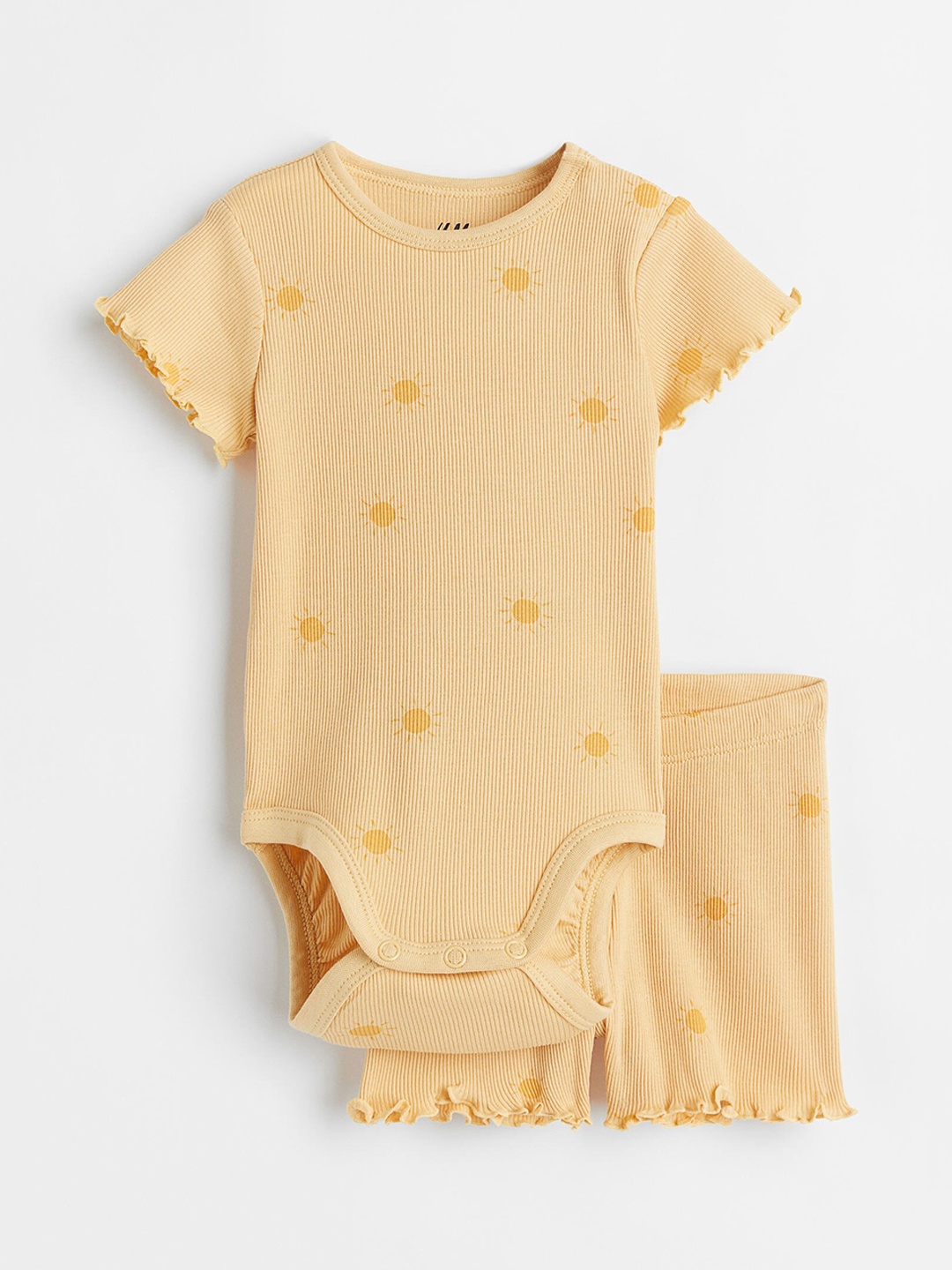 

H&M 2 Piece Yellow Bodysuit & Shorts