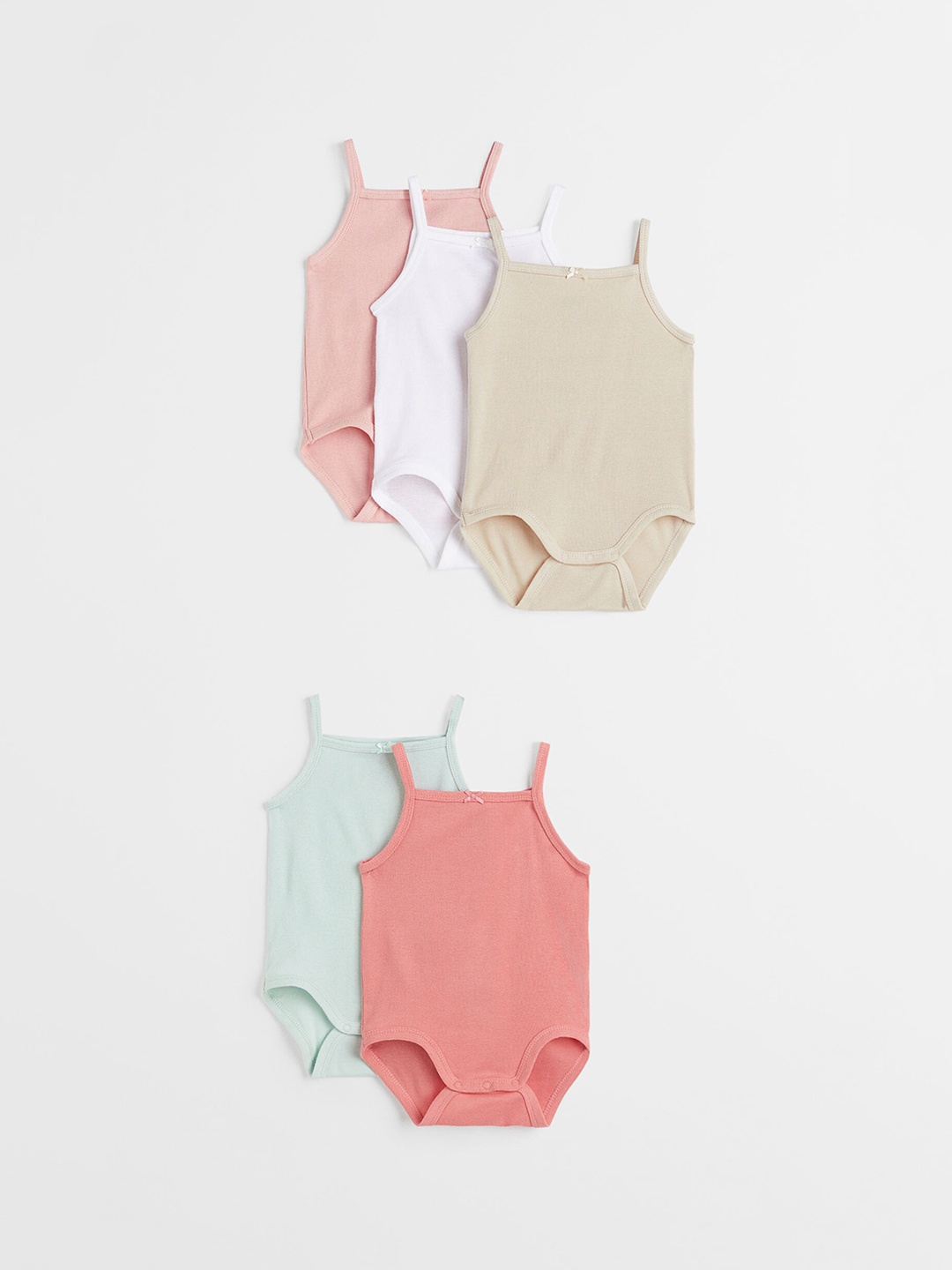 

H&M Girls Pack of 5 Sleeveless Bodysuits, Beige