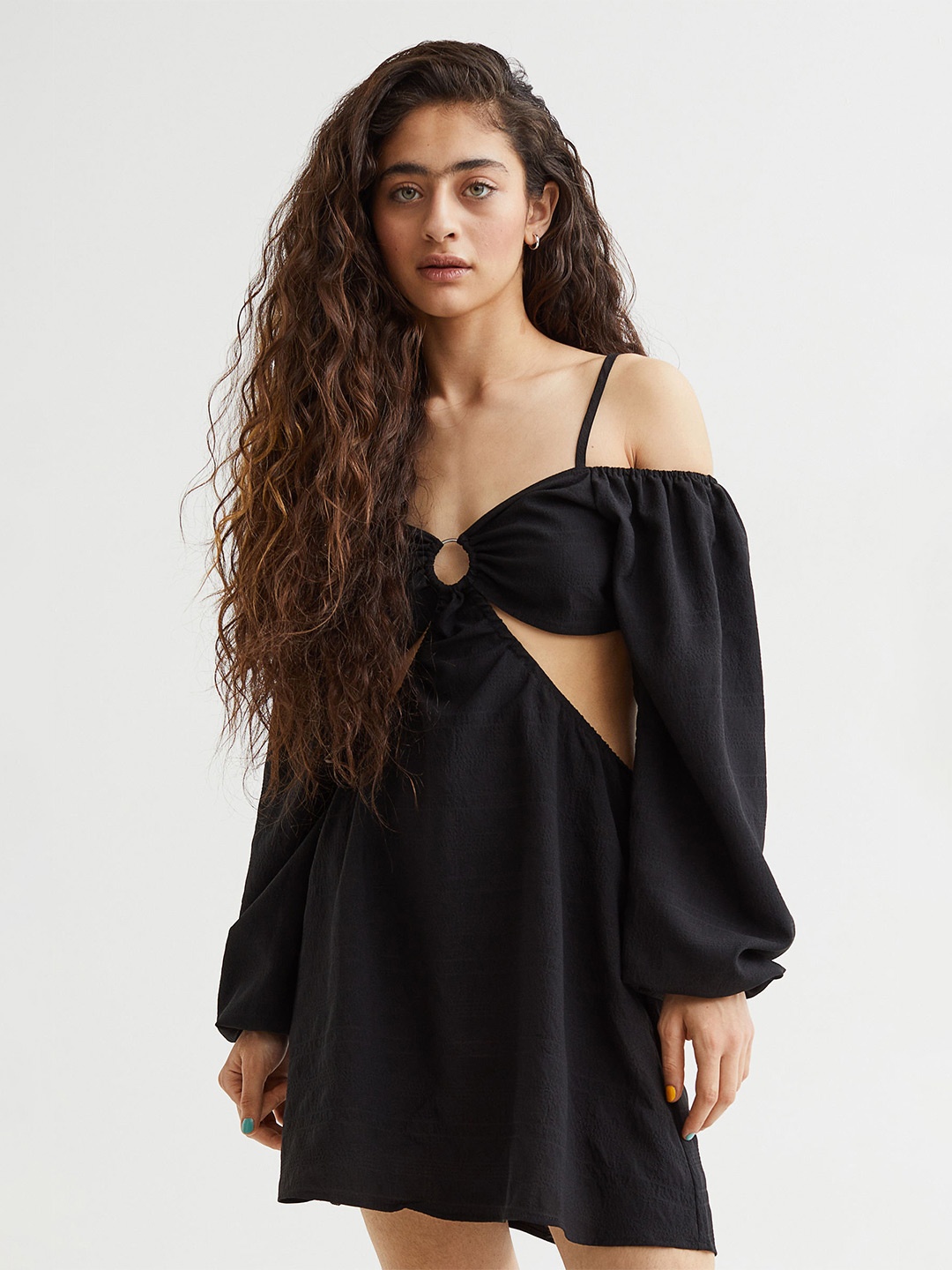 

H&M Women Black Short Cut-Out Dress