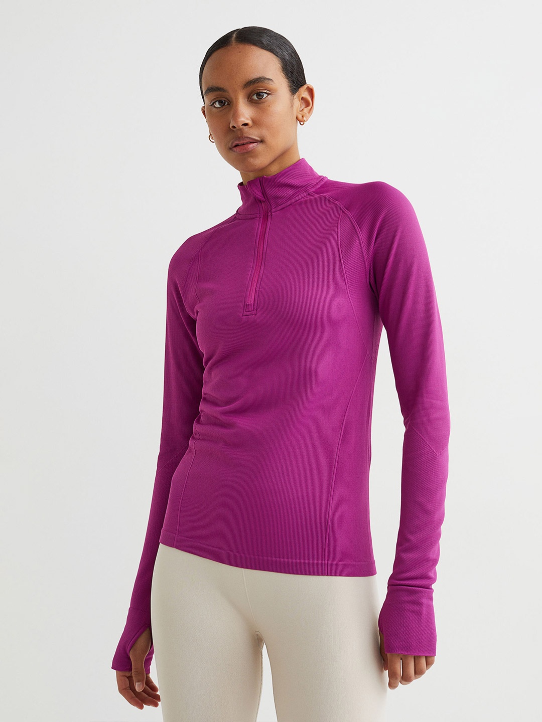

H&M Purple Ribbed Seamless Sports Top