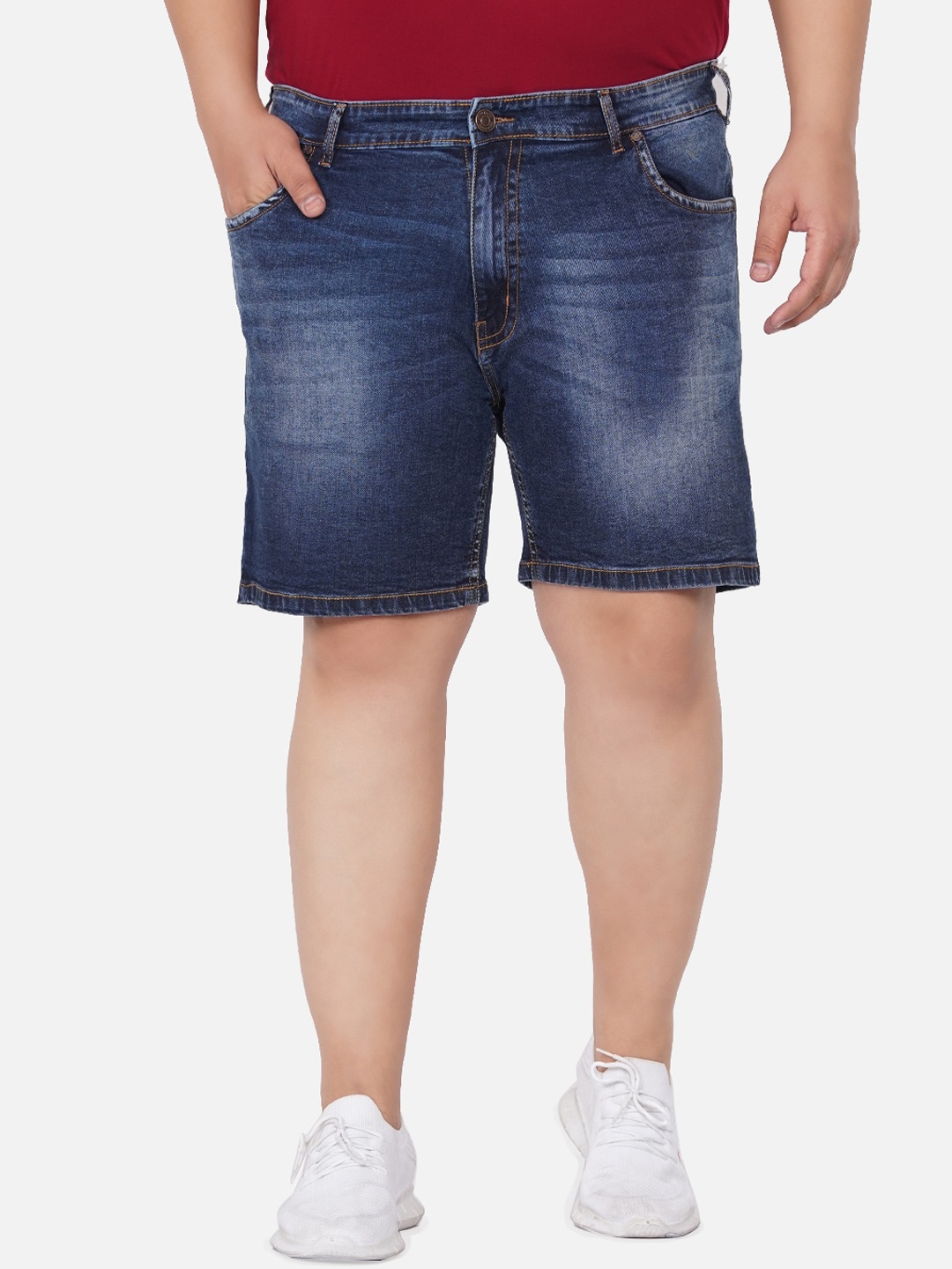 

John Pride Men Plus Size Blue Washed Denim Shorts