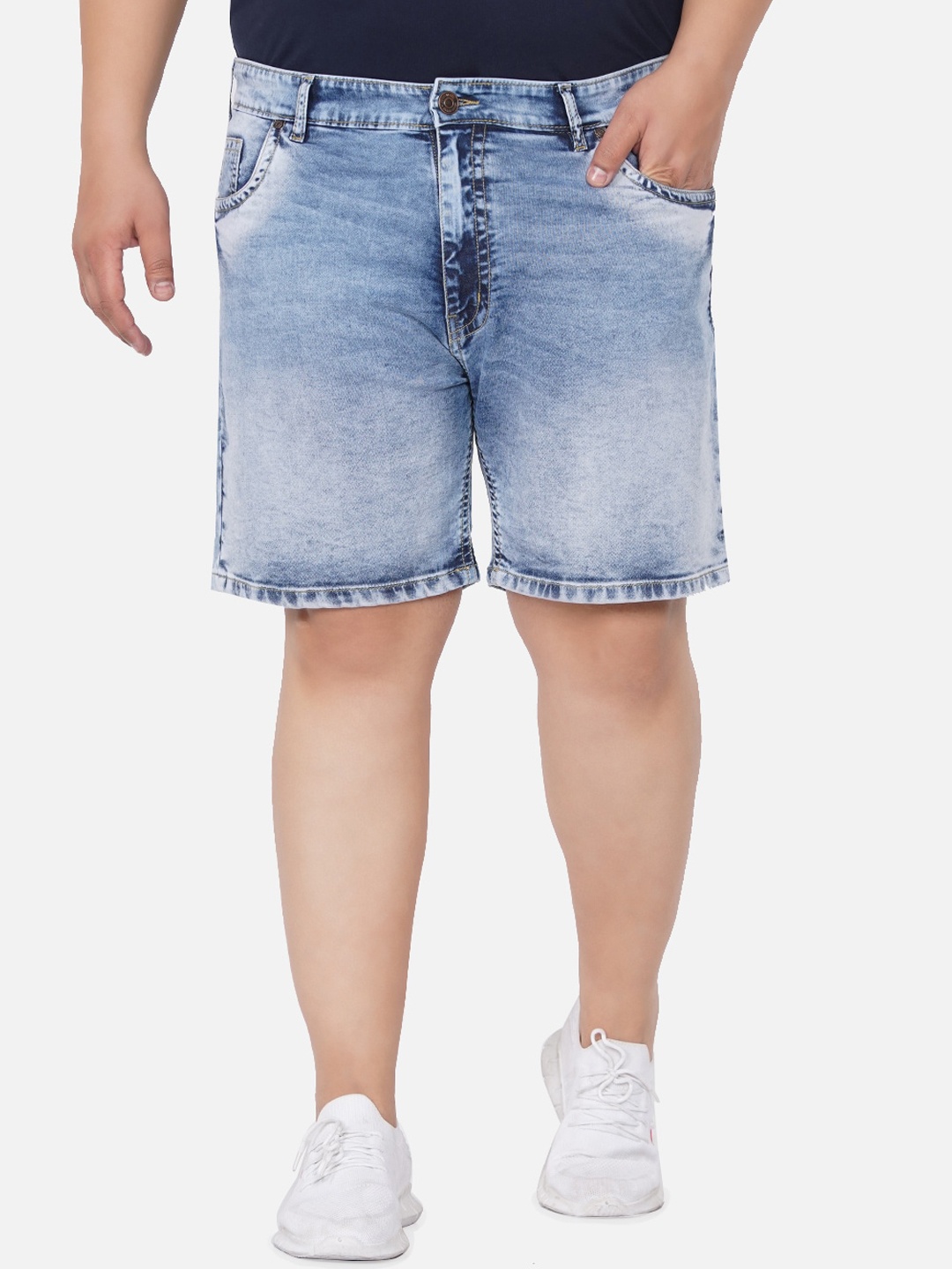 

John Pride Men Blue Washed Denim Shorts