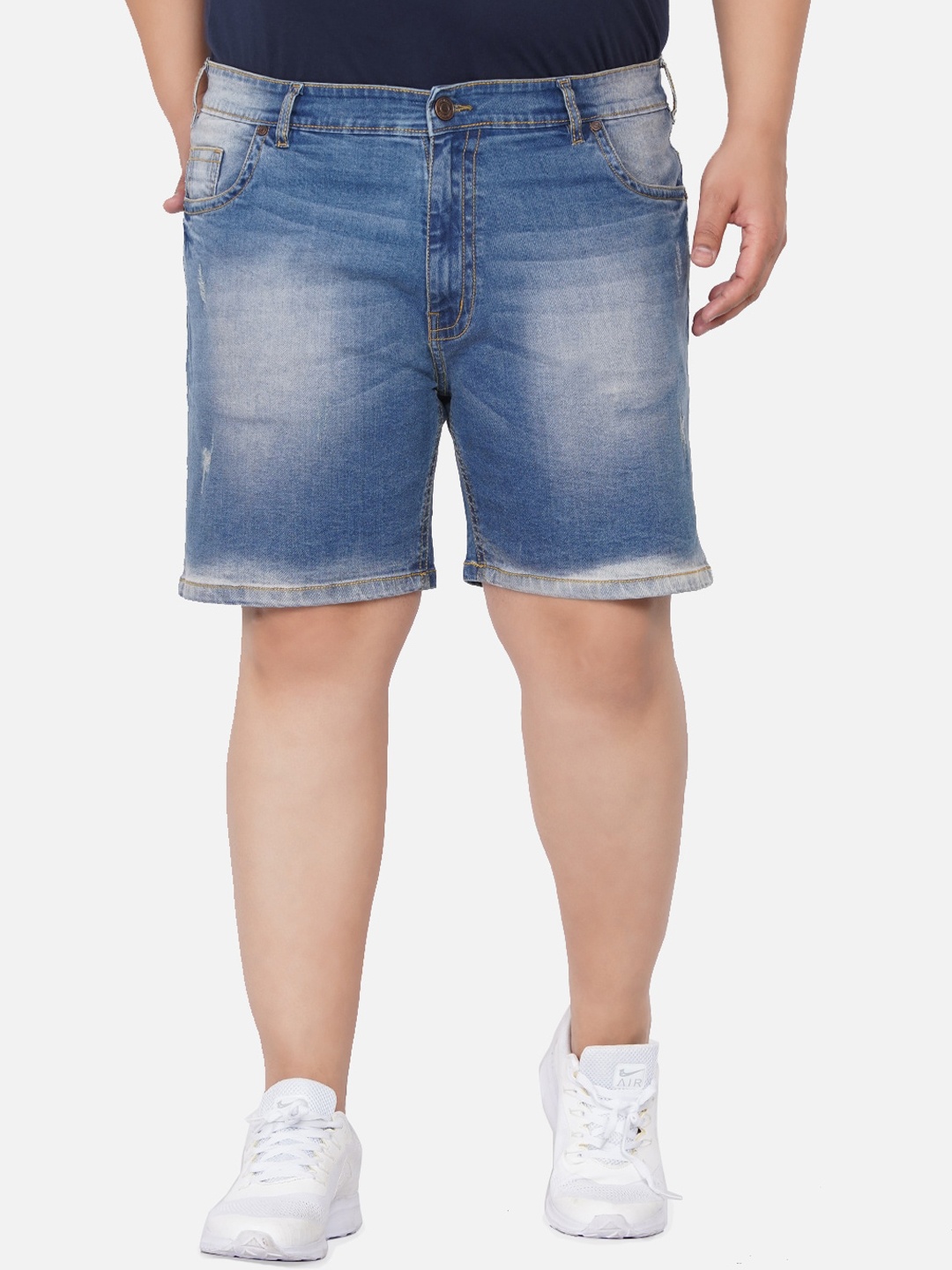 

John Pride Men Plus Size Blue Washed Denim Shorts