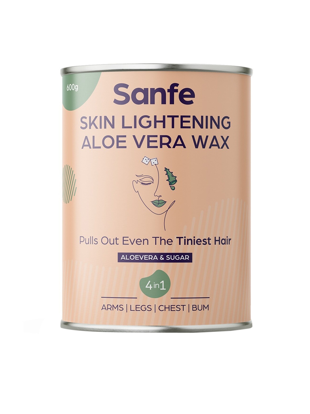 

Sanfe Skin Lightening Aloe Vera Wax for Smooth & Irritation-Free Skin - 600g, Beige