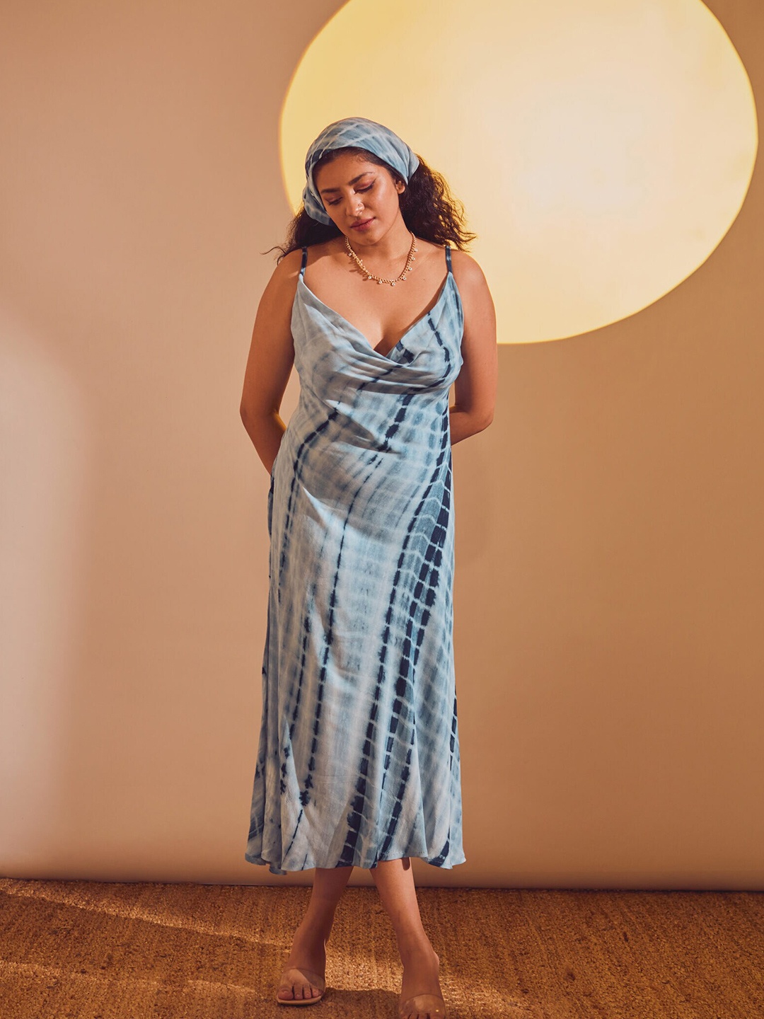 

THE CLOTHING FACTORY Women Blue Tie & Dye A-Line Dress