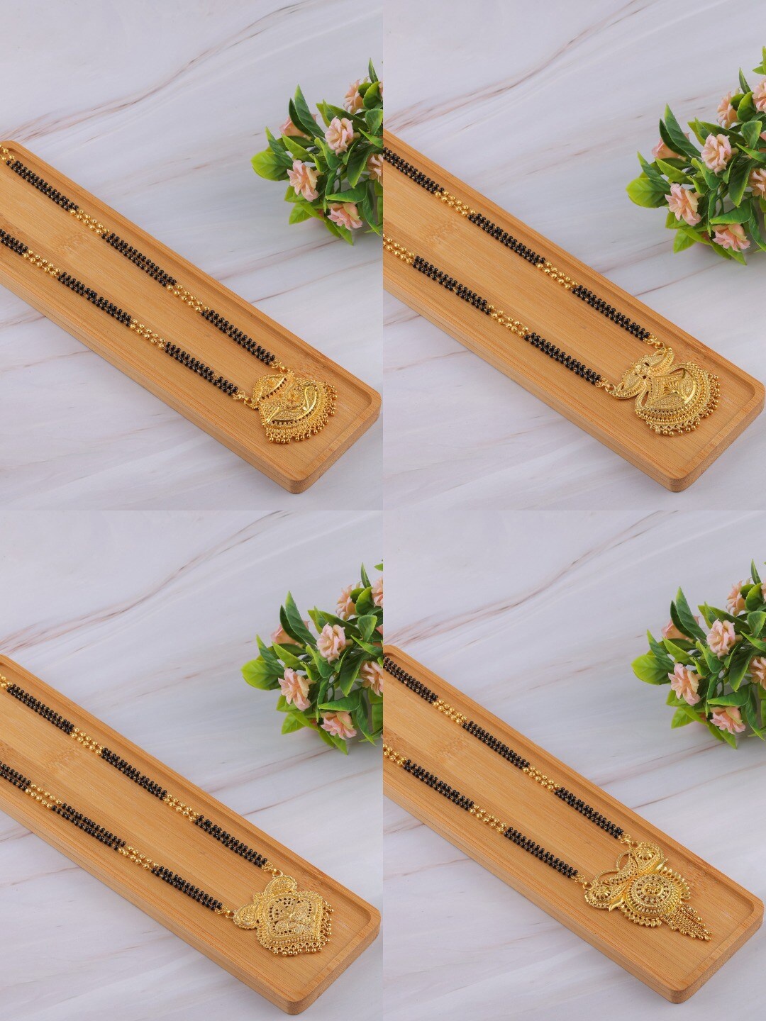 

Brandsoon Set Of 4 Gold-Plated Beaded Mangalsutras