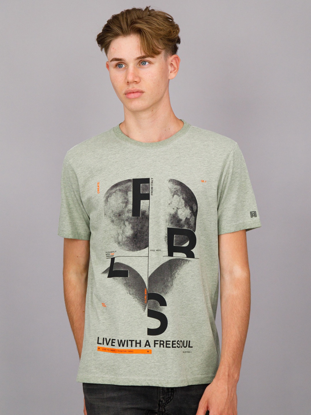 

FREESOUL Men Green Printed Pure Cotton T-shirt