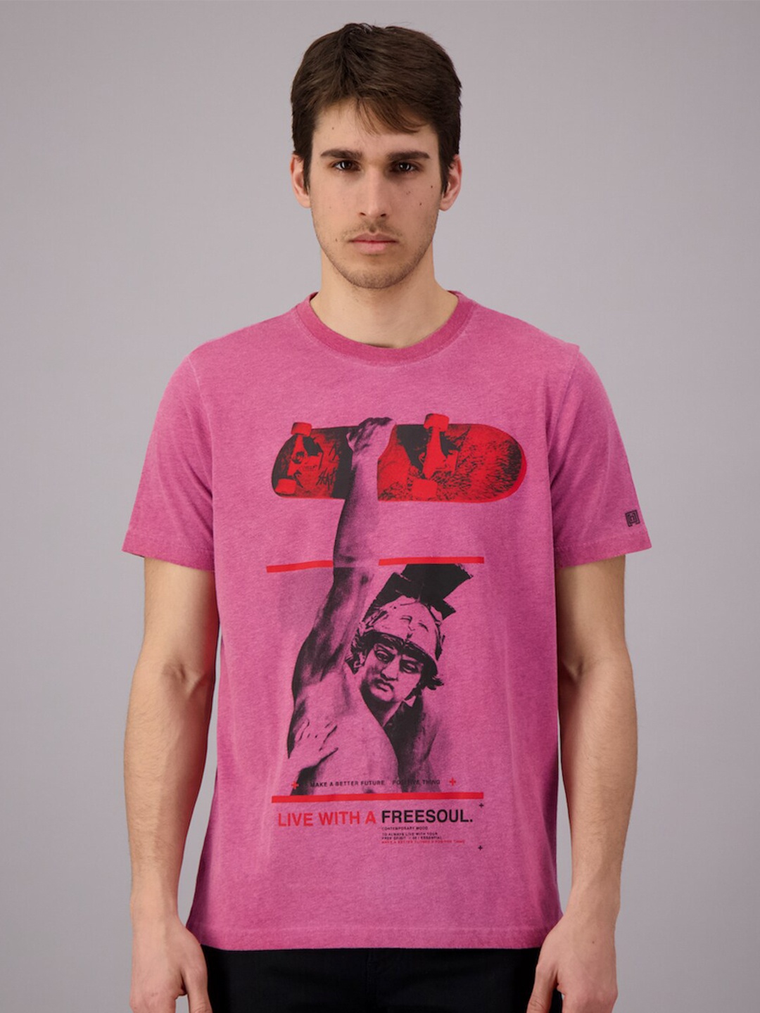 

FREESOUL Men Coral Graphic Printed T-shirt