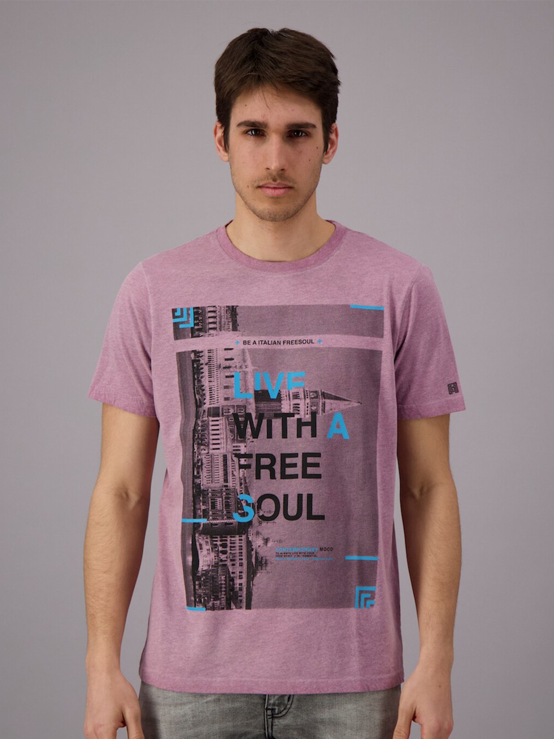 

FREESOUL Men Purple Typography Printed T-shirt