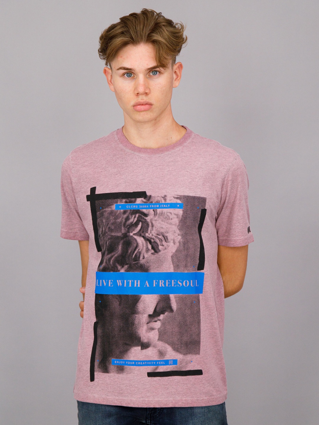 

FREESOUL Men Purple Printed T-shirt
