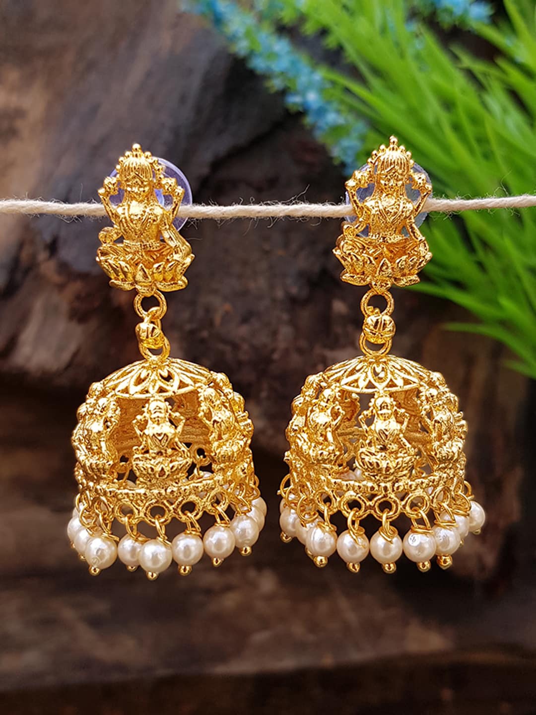 

GRIIHAM Gold-Plated Contemporary Jhumkas Earrings