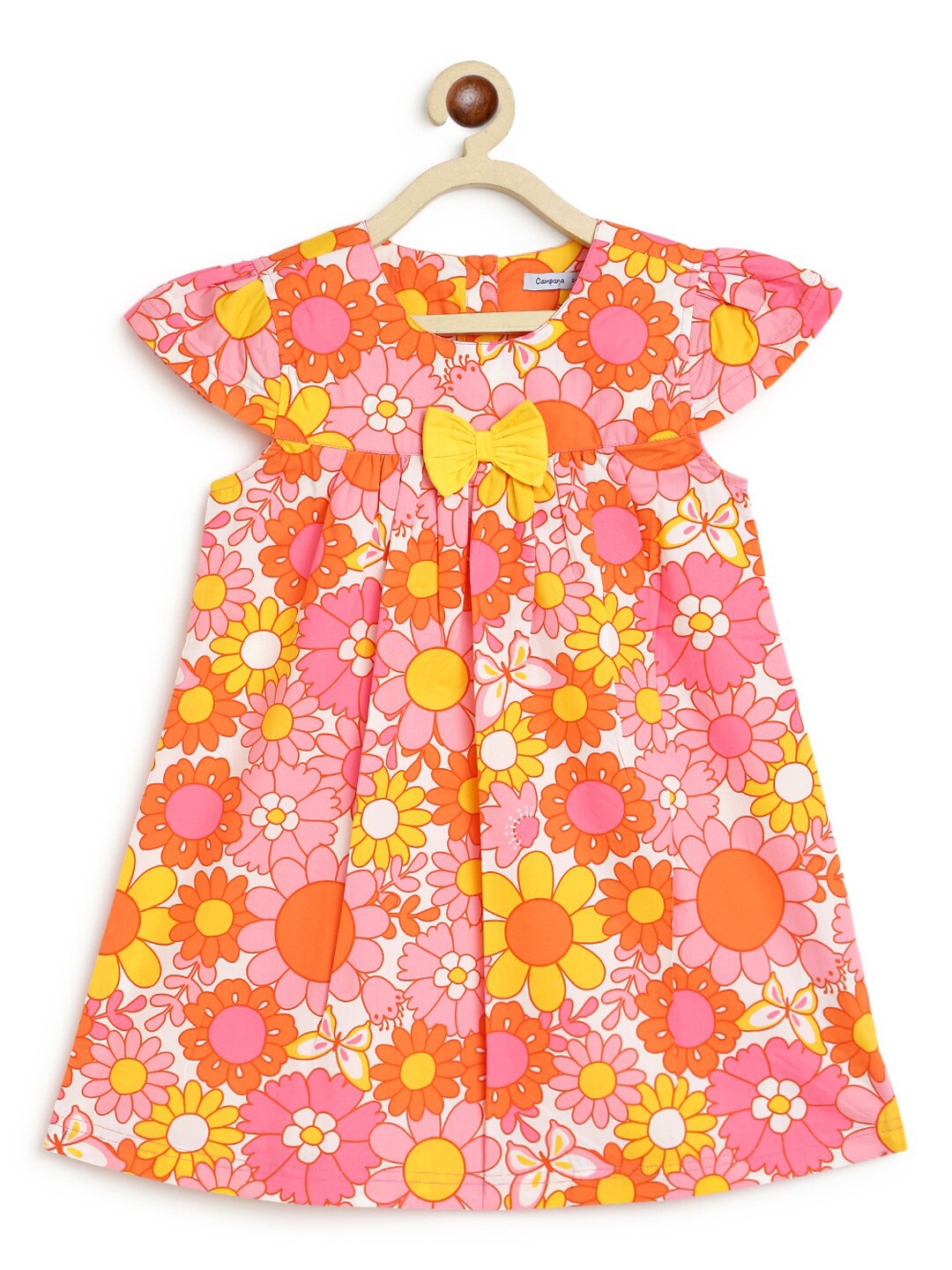 

Campana Pink Floral Empire Cotton Dress