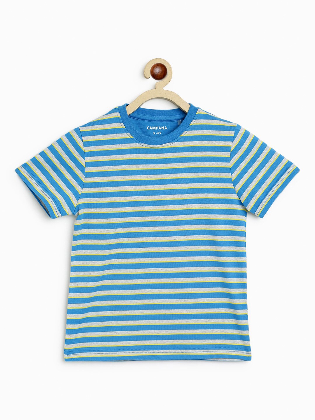 

Campana Boys Blue Striped Pure Cotton T-shirt