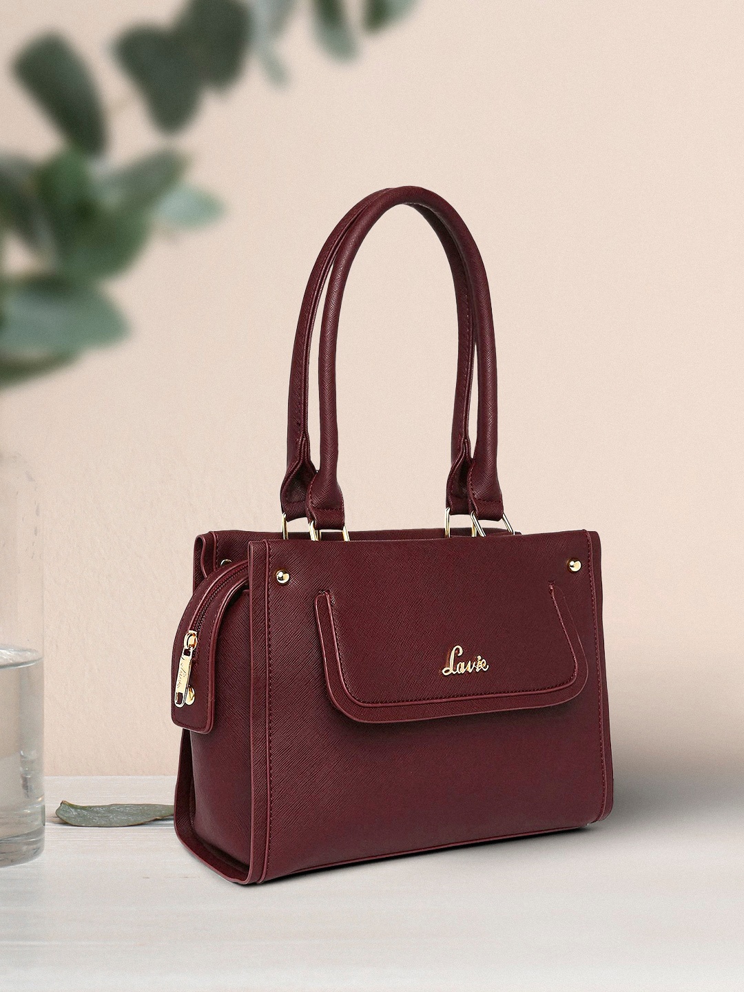 

Lavie Zrike Maroon Structured Handheld Bag