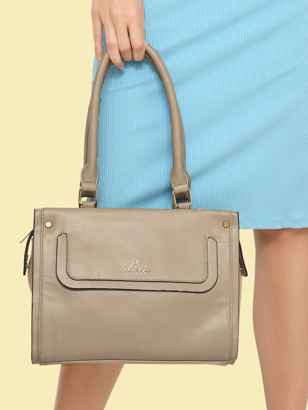 

Lavie Zrike Beige Structured Handheld Bag