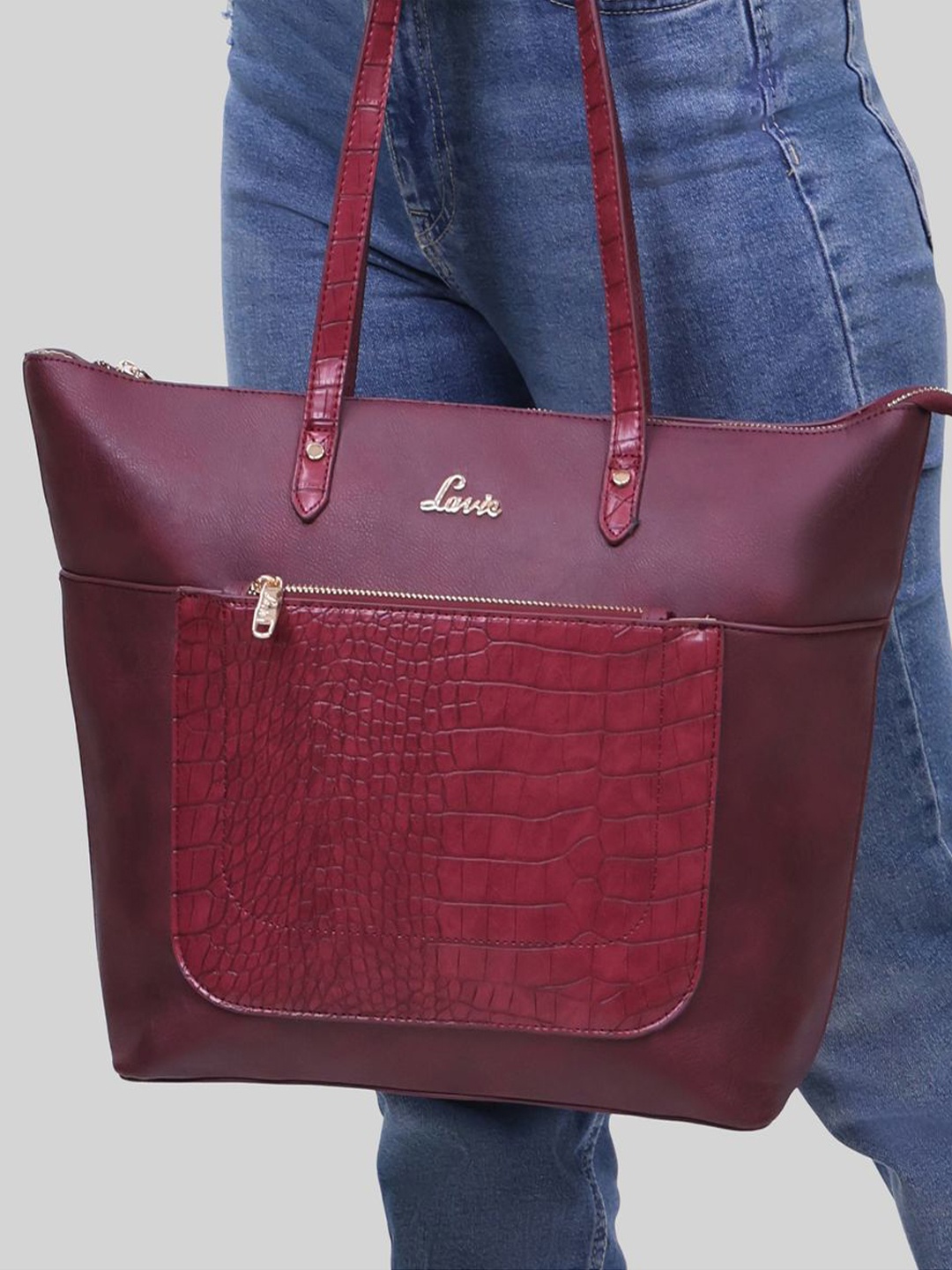 

Lavie Lily Red Textured Shopper Shoulder Bag