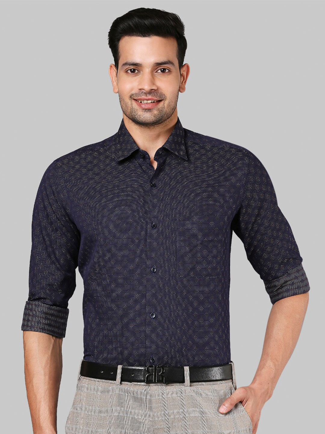 

Raymond Men Blue Printed Cotton Formal Shirt