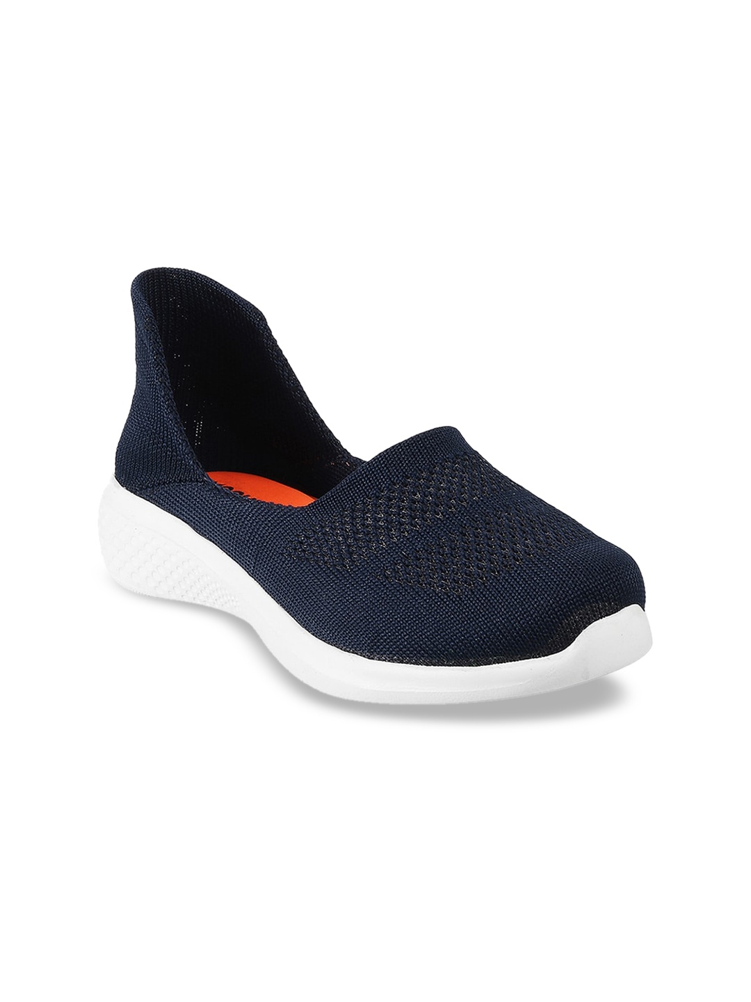 

Mochi Women Blue Woven Design Slip-On Sneakers
