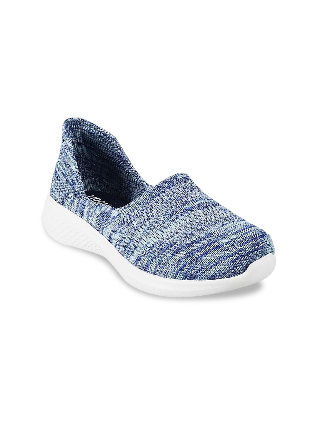 

Mochi Women Blue Woven Design Slip-On Sneakers
