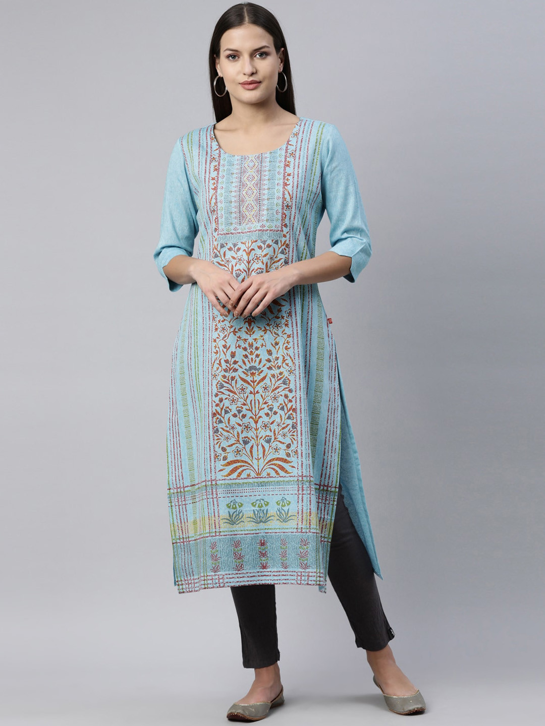 

Marcia Women Blue Floral Printed Pure Cotton Kurta