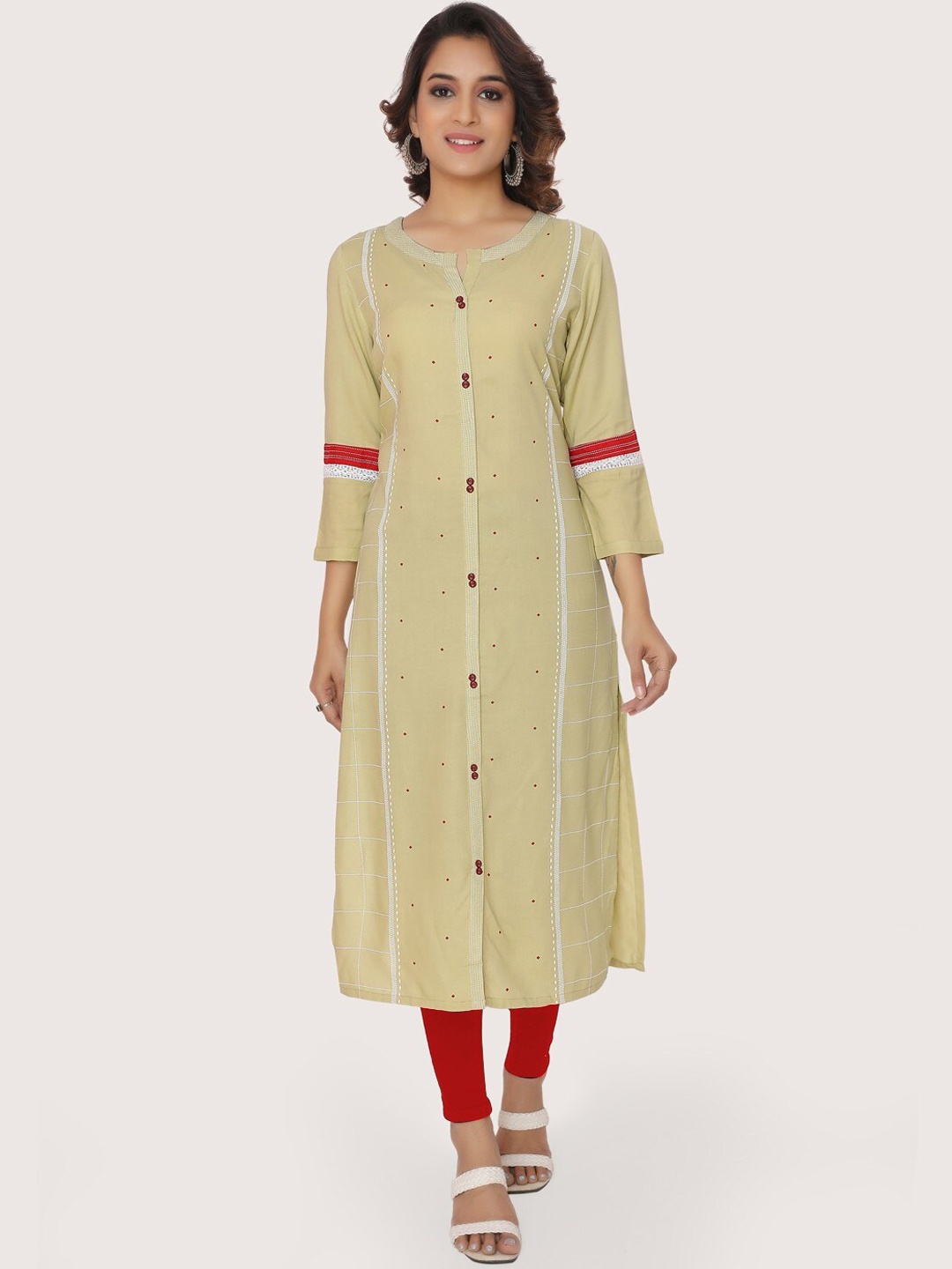 

ZRI Women Beige Geometric Printed Kurta