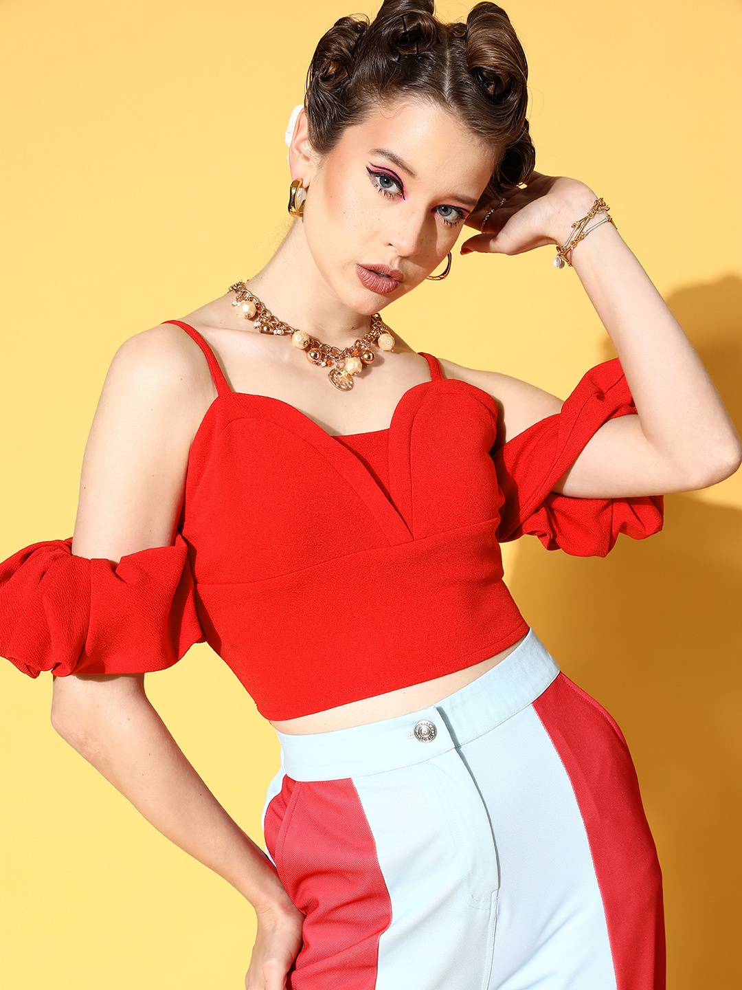 

Athena Women Gorgeous Red Solid Volume Play Top