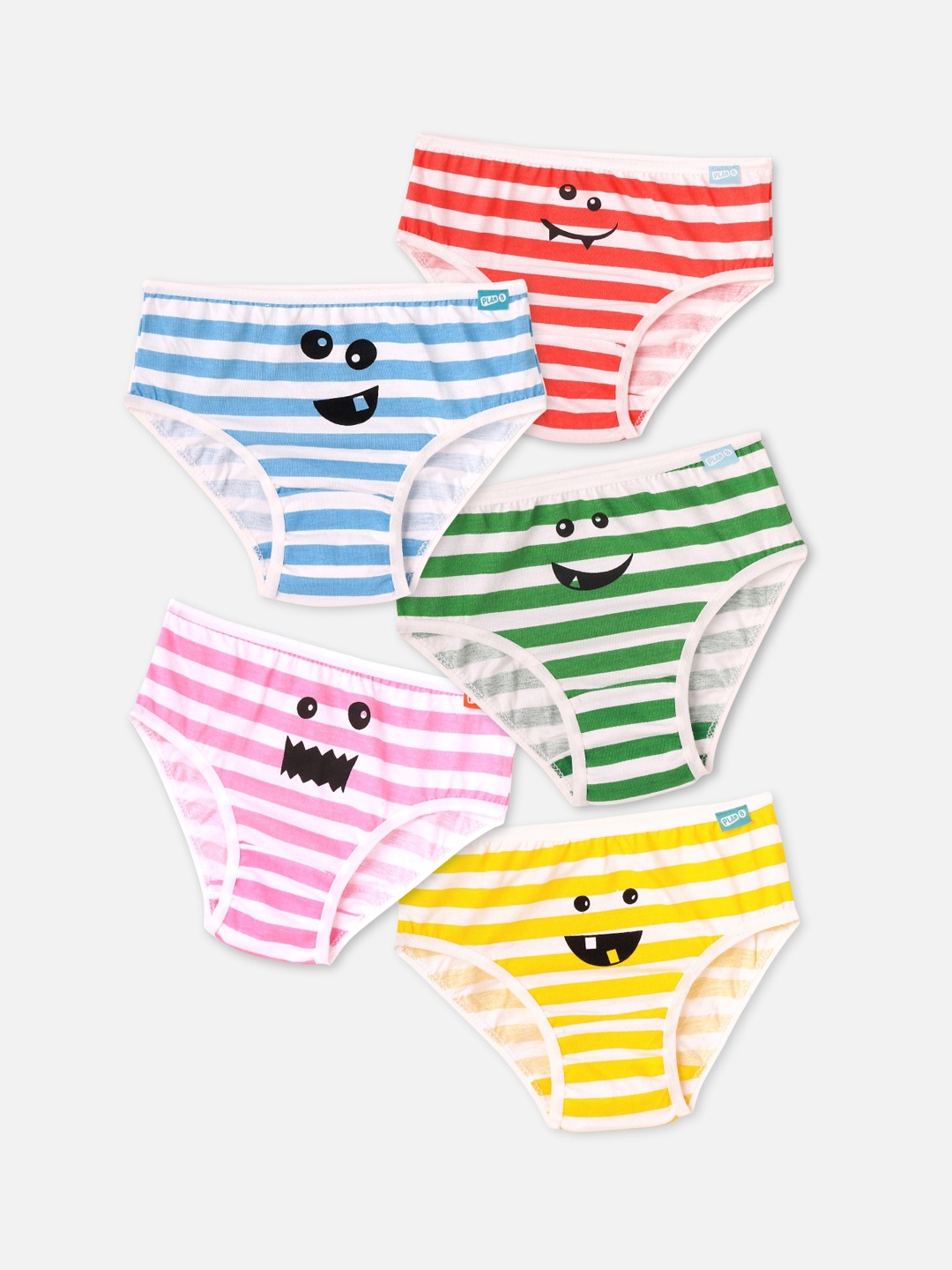

You Got Plan B Girls Pack Of 5 Striped Antibacterial Pure Cotton Basic Briefs, Green
