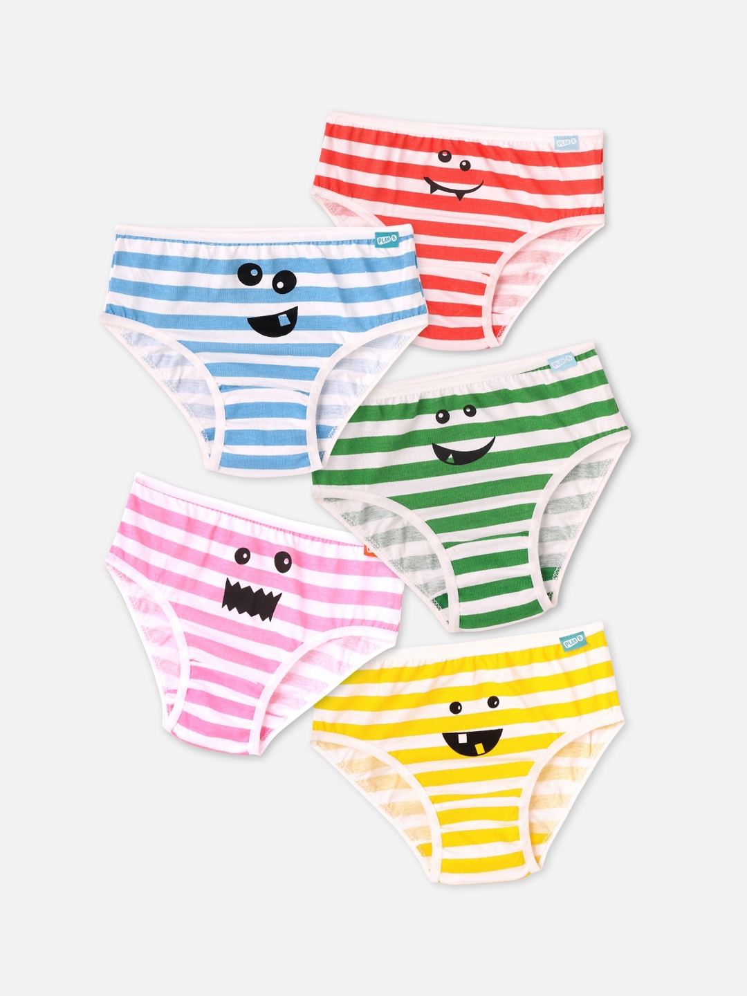 

You Got Plan B Girls Pack of 5 Striped Cotton Anti Bacterial Mid Rise Hipsters, White