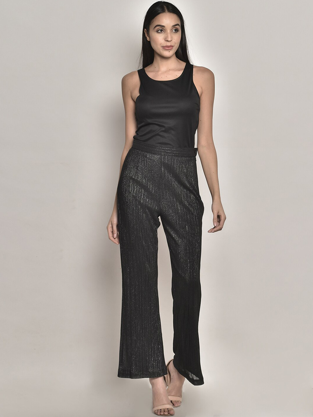 

250 DESIGNS Women Black Original Easy Wash Trousers