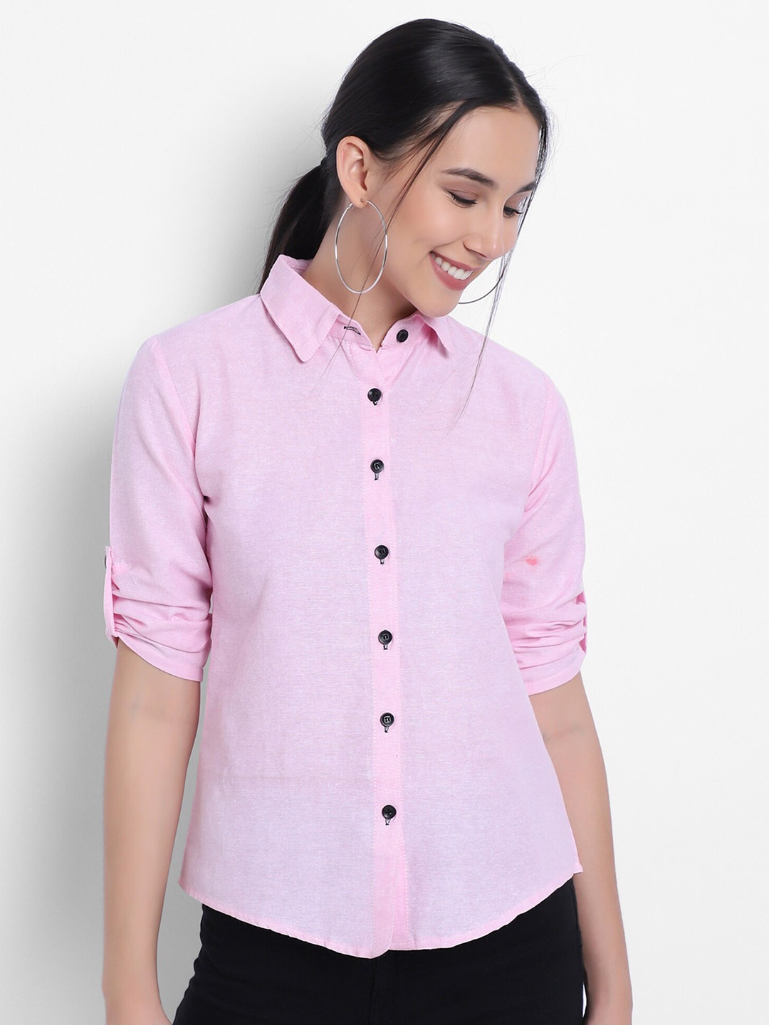 

Darzi Women Pink Custom Cotton Casual Shirt